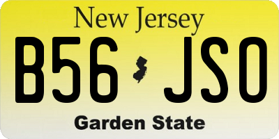 NJ license plate B56JSO