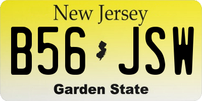 NJ license plate B56JSW
