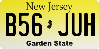 NJ license plate B56JUH