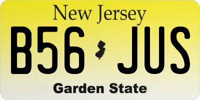 NJ license plate B56JUS