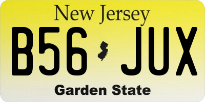 NJ license plate B56JUX