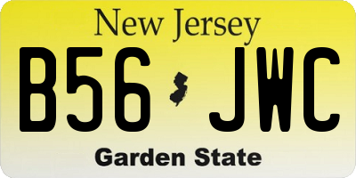 NJ license plate B56JWC