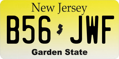 NJ license plate B56JWF
