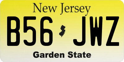 NJ license plate B56JWZ