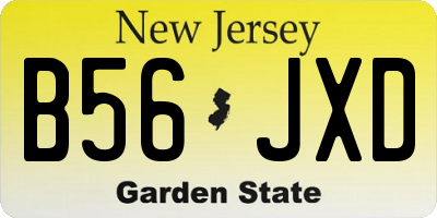 NJ license plate B56JXD