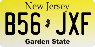 NJ license plate B56JXF