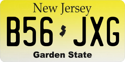 NJ license plate B56JXG