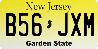 NJ license plate B56JXM