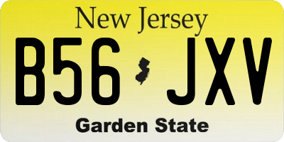NJ license plate B56JXV