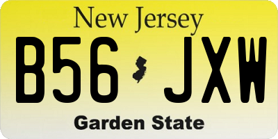 NJ license plate B56JXW