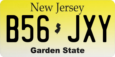 NJ license plate B56JXY