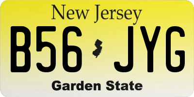 NJ license plate B56JYG