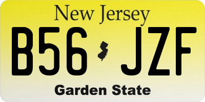 NJ license plate B56JZF