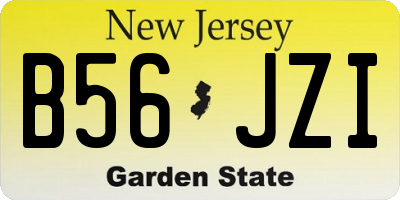 NJ license plate B56JZI