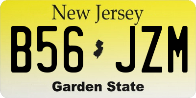 NJ license plate B56JZM