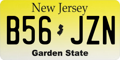 NJ license plate B56JZN