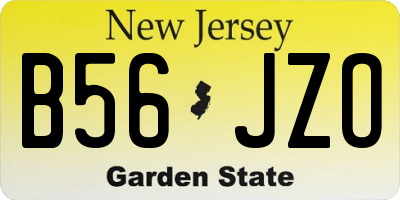 NJ license plate B56JZO