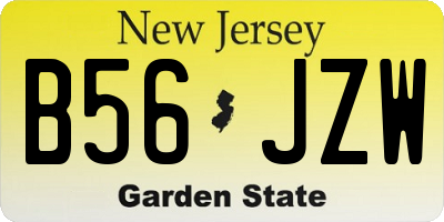 NJ license plate B56JZW