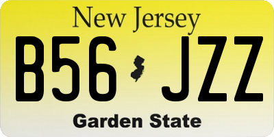 NJ license plate B56JZZ