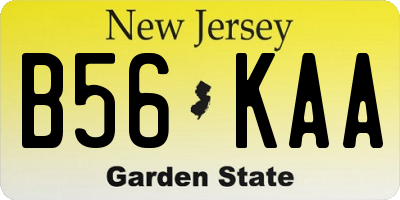 NJ license plate B56KAA