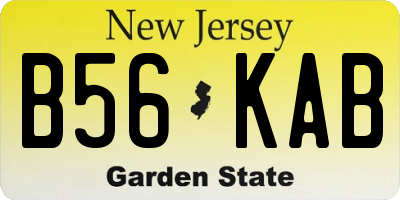 NJ license plate B56KAB