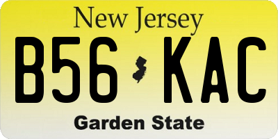 NJ license plate B56KAC