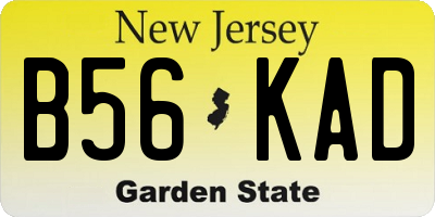NJ license plate B56KAD