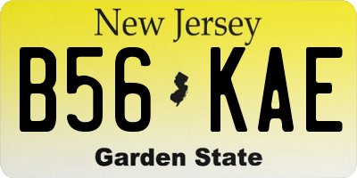 NJ license plate B56KAE