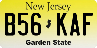 NJ license plate B56KAF