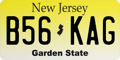 NJ license plate B56KAG