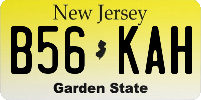 NJ license plate B56KAH