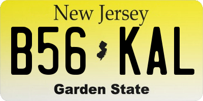 NJ license plate B56KAL