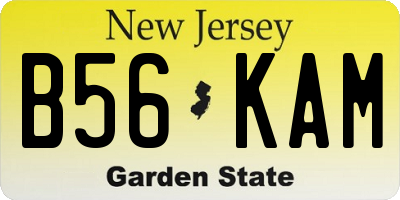 NJ license plate B56KAM