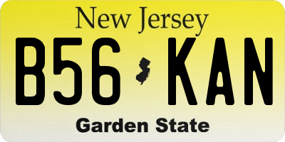 NJ license plate B56KAN