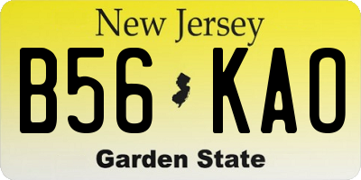 NJ license plate B56KAO