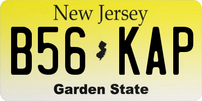 NJ license plate B56KAP