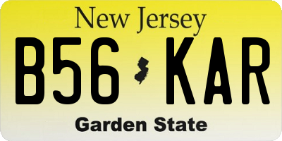 NJ license plate B56KAR