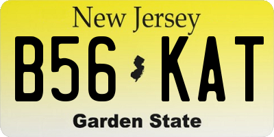 NJ license plate B56KAT