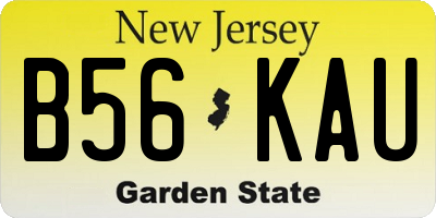 NJ license plate B56KAU