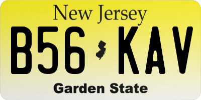 NJ license plate B56KAV