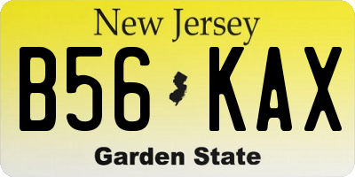 NJ license plate B56KAX