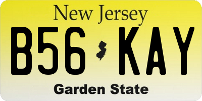NJ license plate B56KAY