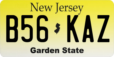NJ license plate B56KAZ
