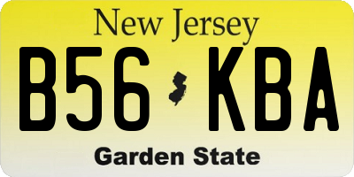 NJ license plate B56KBA