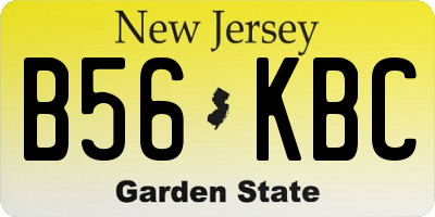 NJ license plate B56KBC