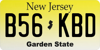 NJ license plate B56KBD