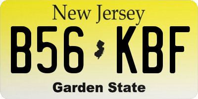NJ license plate B56KBF