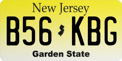 NJ license plate B56KBG