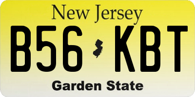 NJ license plate B56KBT