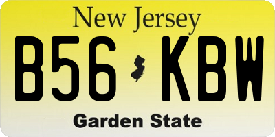 NJ license plate B56KBW
